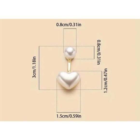 NWT Boho White Heart Shaped Faux Pearl Jacket Stud Earrings - Picture 3 of 6